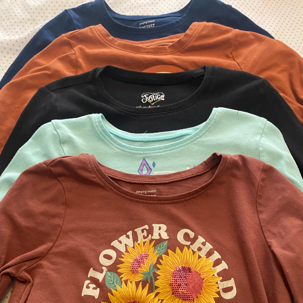 5 girls long sleeve tees. Everyday basics.